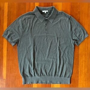 NWOT Madewell Men's Gray-Green Three-Button Sweater Polo Shirt - Medium